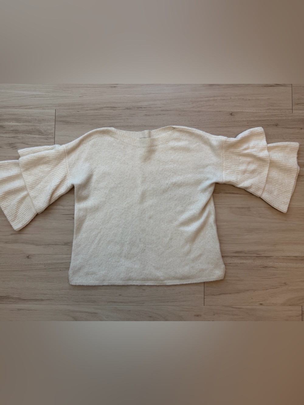 Madewell Cream Ruffle Sleeve Women's Sweater